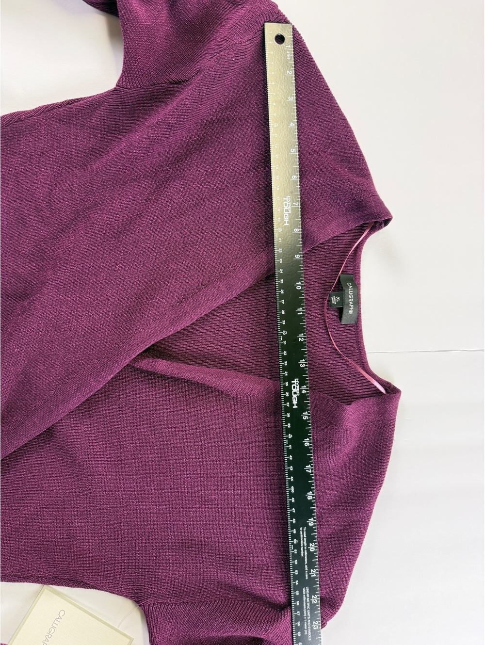 Calligraphie Women XL Plum Metallic Lurex Wrap Peplum Sweater Top NWT - Picture 8 of 9